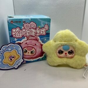 Kawaii Baby Three Ocean Plush Yellow Starfish bag charm or keychain